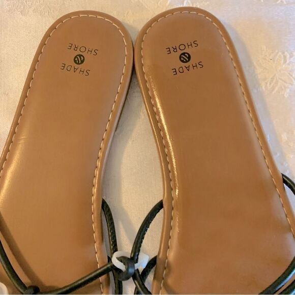 Shade & Shore Sandals Flats Black Slip On Sz 10 NWOT Gorgeous - Picture 2 of 4